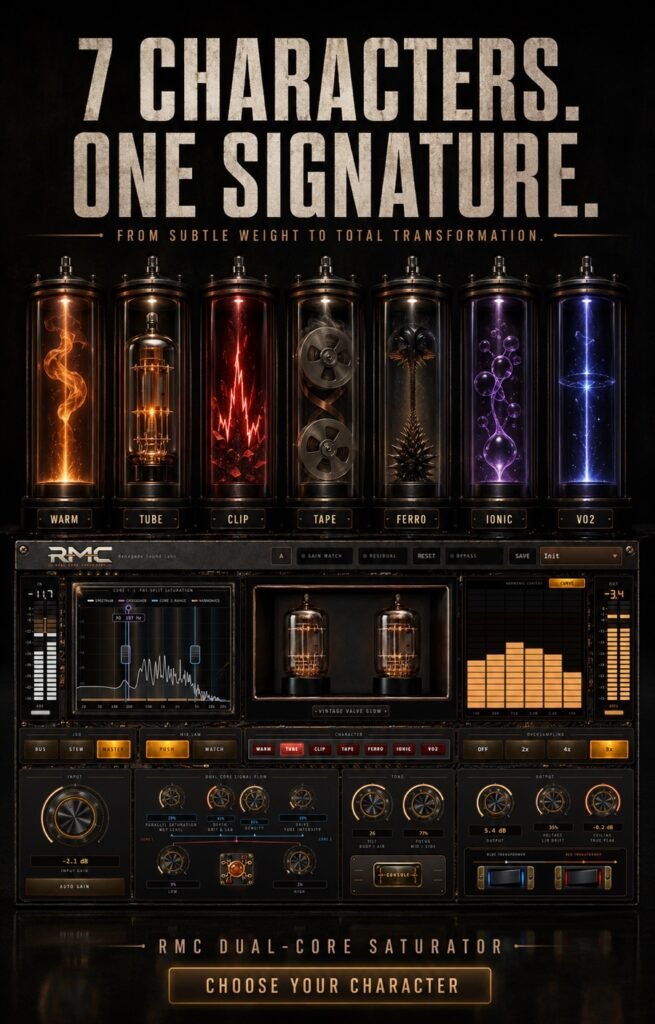 Dual Core Saturator promo card: 7 characters. One signature.