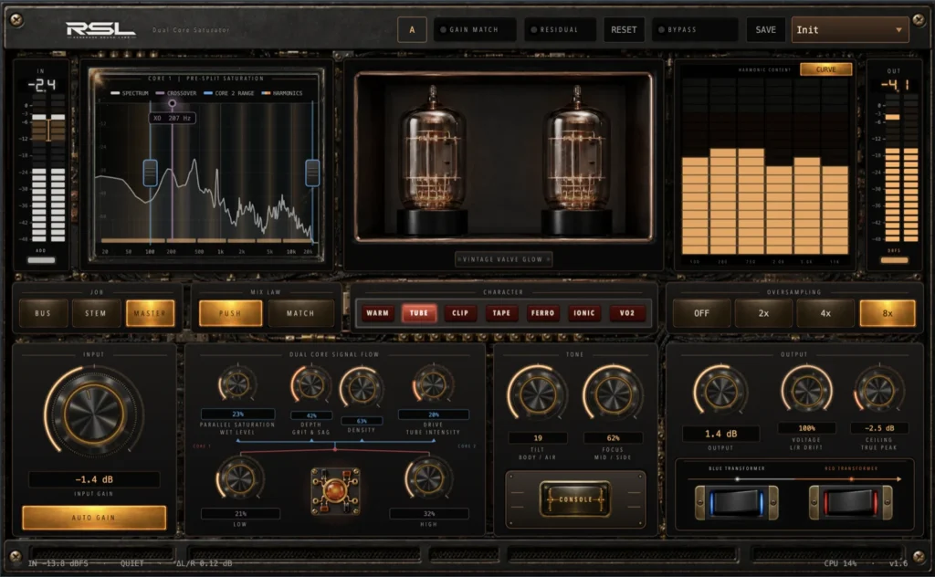 RSL Dual Core Saturator interface