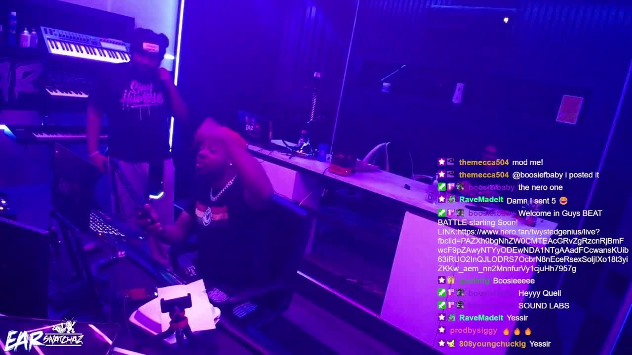 Twysted Genius in the studio during the beat battle